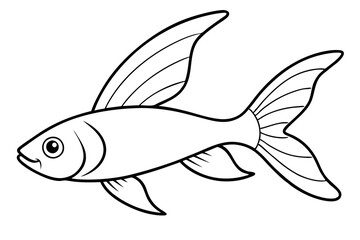 flying fish silhouette line art vector illustration with a white background