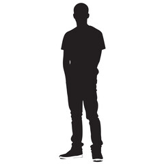 Obraz premium Vector silhouette set of person on white background 