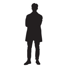 Vector silhouette set of person on white background 