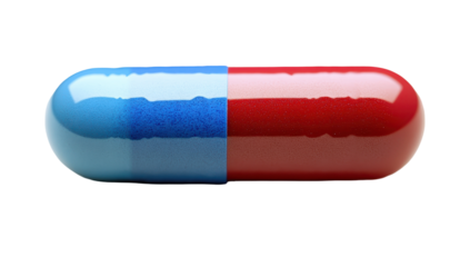 red and blue pills isolated on white background