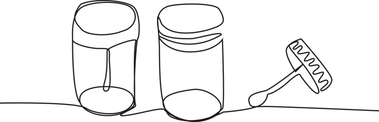 Set test tubes. Plastic Jar for analysis of urine, feces, sperm medical supplies, equipment one line art. Continuous line drawing of medication, healthcare, clinical, vector Illustration.