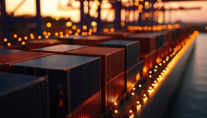 Cargo ship at sunset (2)