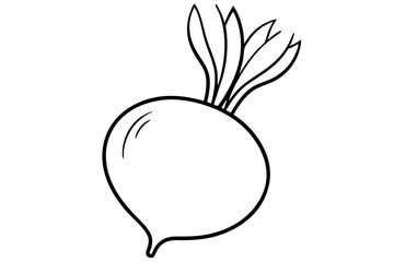 radish silhouette line art vector illustration with a white background