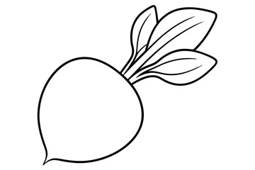 radish silhouette line art vector illustration with a white background
