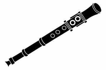 recorder silhouette line art vector illustration with a white background
