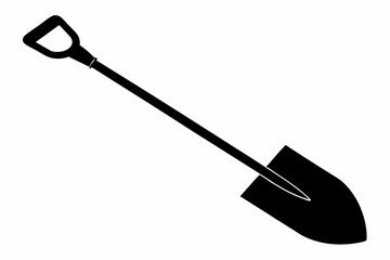 shovel silhouette line art vector illustration with a white background