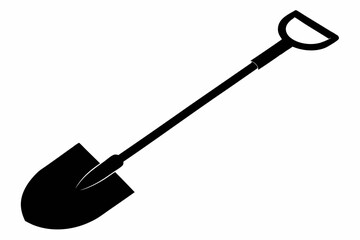 shovel silhouette line art vector illustration with a white background