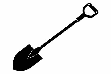 shovel silhouette line art vector illustration with a white background