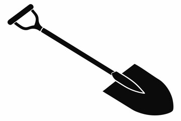 shovel silhouette line art vector illustration with a white background