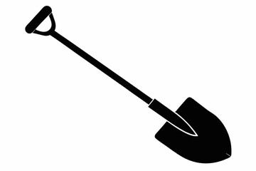 shovel silhouette line art vector illustration with a white background