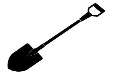 shovel silhouette line art vector illustration with a white background