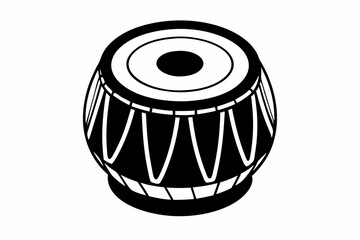 tabla silhouette line art vector illustration with a white background