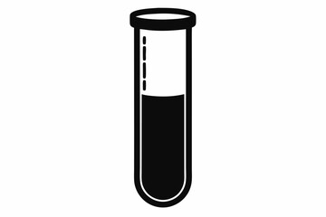 test tube silhouette line art vector illustration with a white background