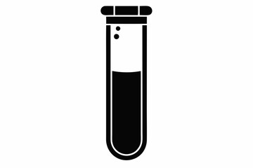 test tube silhouette line art vector illustration with a white background