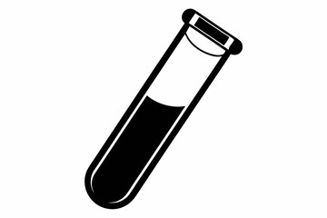 test tube silhouette line art vector illustration with a white background