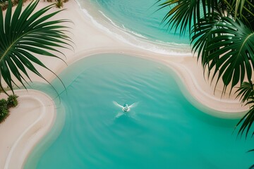 Photo Depicting Fluid art with a vibrant tropical paradise.