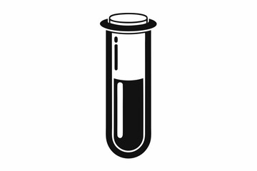 test tube silhouette line art vector illustration with a white background