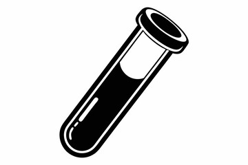 test tube silhouette line art vector illustration with a white background