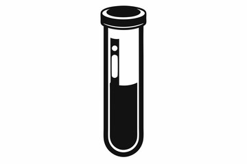 test tube silhouette line art vector illustration with a white background