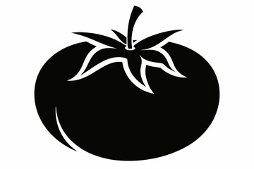 tomato silhouette line art vector illustration with a white background