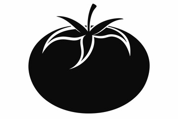 tomato silhouette line art vector illustration with a white background
