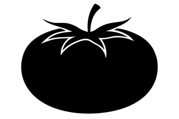 tomato silhouette line art vector illustration with a white background