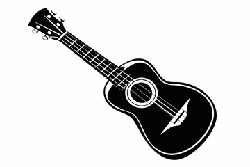 Naklejka premium ukulele silhouette line art vector illustration with a white background