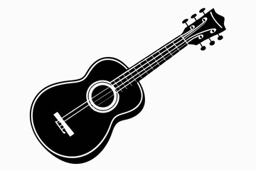 ukulele silhouette line art vector illustration with a white background