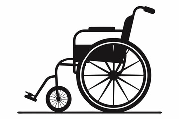 wheelchair silhouette line art vector illustration with a white background
