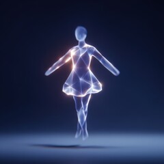 3D jellyfish dancer with glowing body and soft underwater lighting