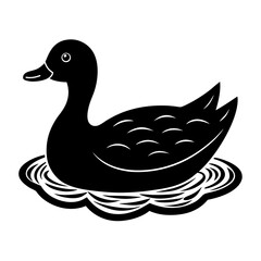 a duck floating on a pond silhouette