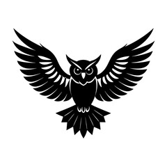 an owl with open wings in flight silhouette