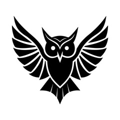 an owl with symmetrical wings silhouette