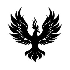 Naklejka premium a phoenix rising from flames silhouette