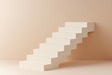 Minimalist, light beige steps against a peach wall