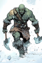 green barbarian man