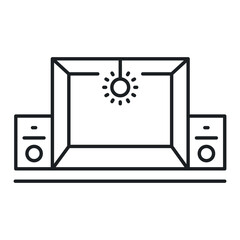 Concert stage icon with speakers representing live music events. Ideal for representing music gatherings and festivals.