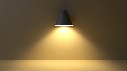 Matte gray wall lamp casting soft light on a lemon yellow background
