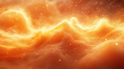 Abstract fiery, glowing, orange, nebula, cosmic, cloud,  waves,  particles,  dust,  energy,  texture,  back