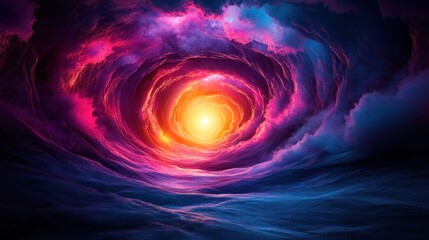 Fototapeta premium Colorful swirling cloudscape tunnel