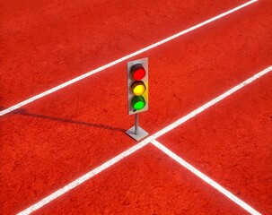 Traffic Signal with Glowing Lights on Transparent Background