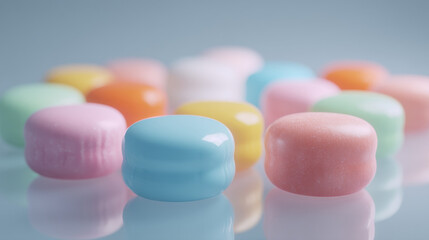 Colorful candy pieces arranged artistically for delightful visual appeal.