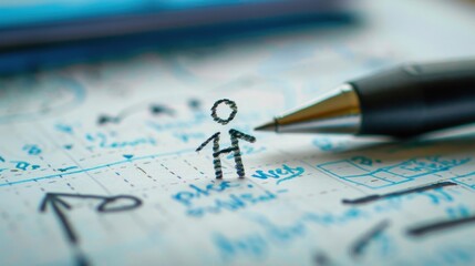 Stick Figure Reviewing Notes: A stick figure carefully reviewing notes from a previous class, reinforcing important concepts before an exam or approaching project deadline.
