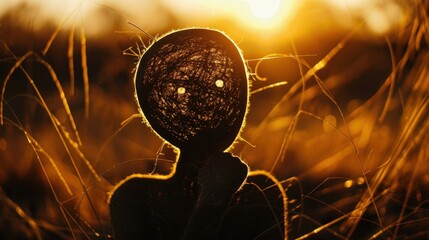 Stick Figure Deep in Thought: A stick figure thinking deeply, hand on chin, reflecting on a complex idea or decision, lost in concentration and seeking clarity.
