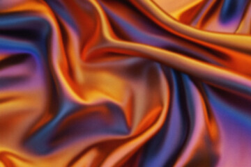 Obraz premium Flowing Silk: Luxurious fabric, draped in soft, elegant folds, shimmering with a gradient of warm and cool colors, embodies a sense of opulence, tactile delight, and timeless elegance.