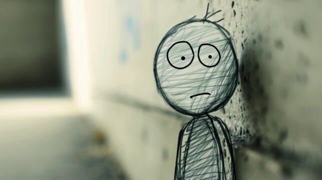 Stick Figure Indifferent: A stick figure standing with a blank expression, showing no enthusiasm or emotional involvement, displaying indifference toward the current scenario.
