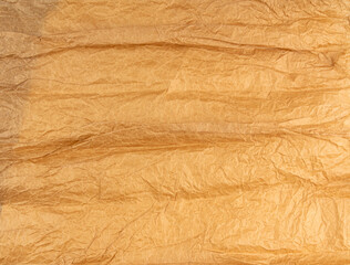 Crumpled Craft Paper, Rugged Wrapping Old Paper Texture, Empty Brown Wrinkled Sheet Scrap Top View
