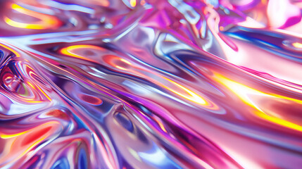 Fototapeta premium glossy chromatic wavy glossy surface in yellow pink blue shades