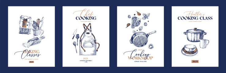 Cooking cards set vector illustration