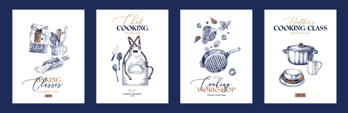 Cooking cards set vector illustration